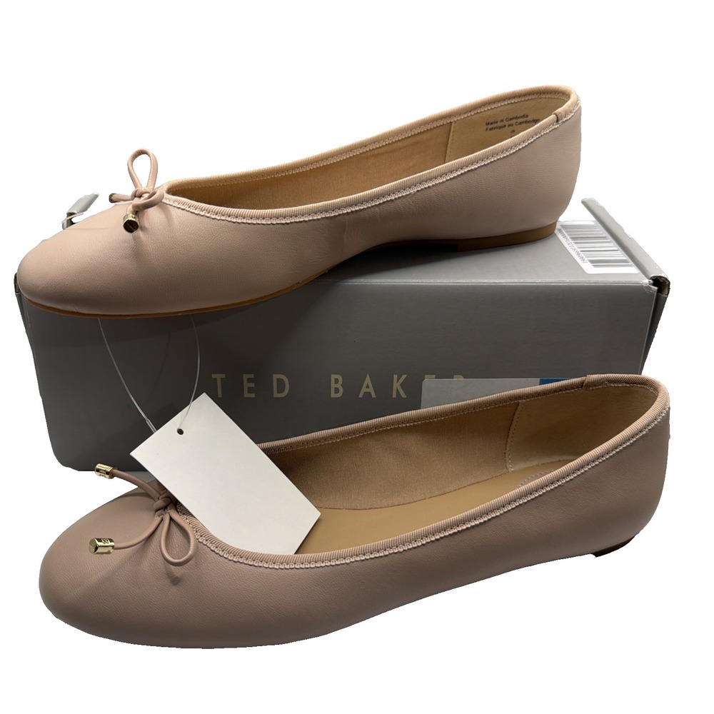 Ted Baker Classic Genuine Leather Pink Ballet Shoes Size 7.5 New